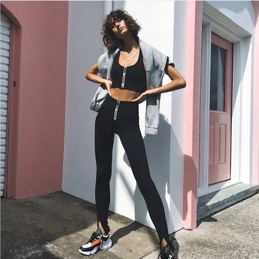 PE Nation x H&M neoprene workout leggings bra zip set M S
